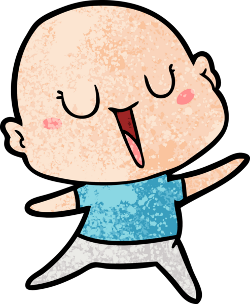 Bir insan tarafından çizilmiş mutlu, kel adam.