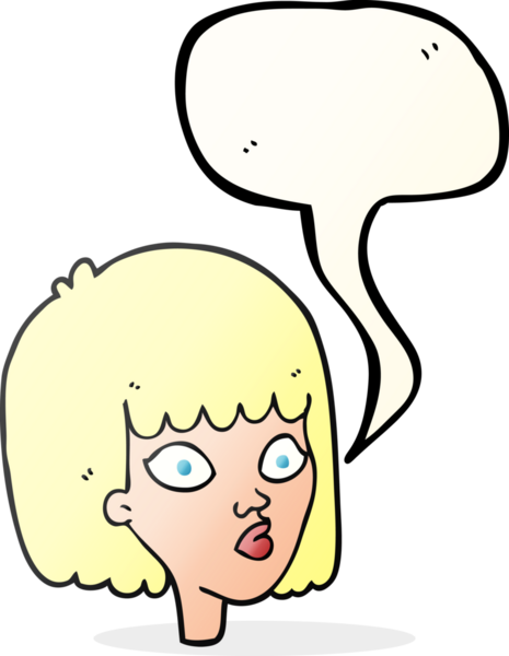 Bir insan tarafından çizilmiş serbest konuşma balonu kadın yüzü.