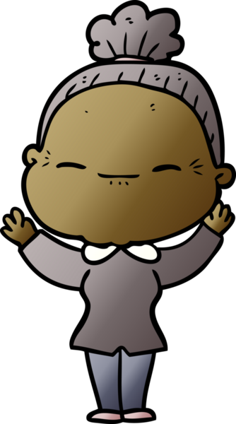 Bir insan tarafından çizilmiş barışçıl yaşlı bir kadın.