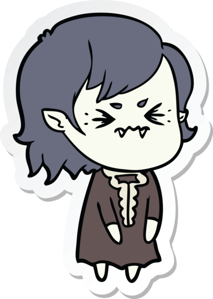 Bir insan tarafından çizilmiş kızgın bir vampir kızın çıkartması.