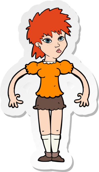 Bir insan tarafından çizilmiş meraklı bir karikatür çıkartması.