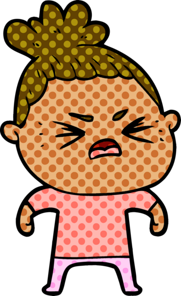 Bir insan tarafından çizilmiş kızgın bir kadın.