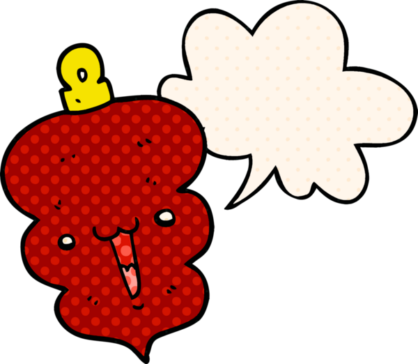 Çizgi roman tarzında bir insan tarafından çizilmiş konuşma baloncuğuyla süslü bir noel karikatürü.