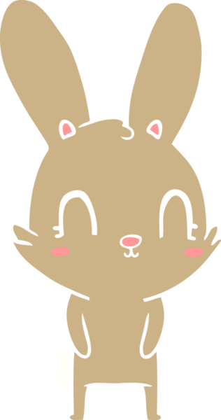 Bir insan tarafından çizilmiş düz renk çizgi film tavşanı.