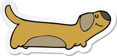 Bir insan tarafından çizilmiş bir köpeğin çıkartması.