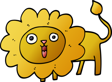 karikatür mutlu aslan bir insan tarafından çizilmiş