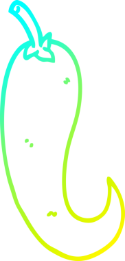 Bir insan tarafından çizilmiş kırmızı biber çizgi filminin soğuk gradyan çizimi