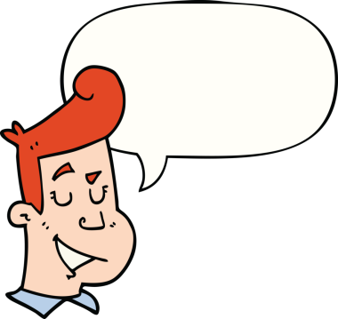 Bir insan tarafından çizilmiş konuşma balonlu mutlu adam çizgi filmi.