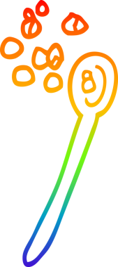 gökkuşağı gradyan çizgi çizimi bir insan tarafından çizilmiş kaşık üzerinde mısır gevreği