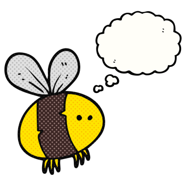 Bir insan tarafından çizilmiş serbest çizim balon karikatür arısı.