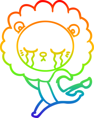 Gökkuşağı gradyan çizgisi bir insan tarafından çizilmiş ağlayan bir aslanın çizimi