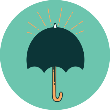 Bir insan tarafından çizilmiş dövme stili açık şemsiye simgesi