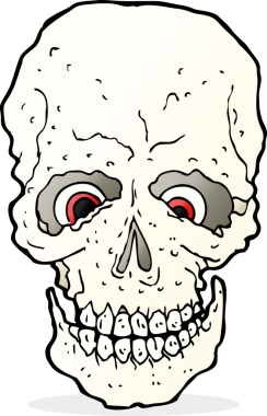 Bir insan tarafından çizilmiş ürkütücü bir kafatası.