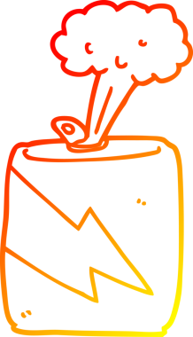 Bir insan tarafından çizilmiş karikatür soda kutusunun sıcak gradyan çizgisi.