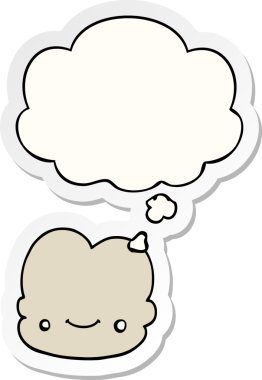 Düşünce baloncuklu karikatür bulutu insan tarafından çizilmiş bir çıkartma.