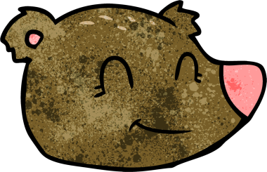 Bir insan tarafından çizilmiş mutlu ayı yüzü.