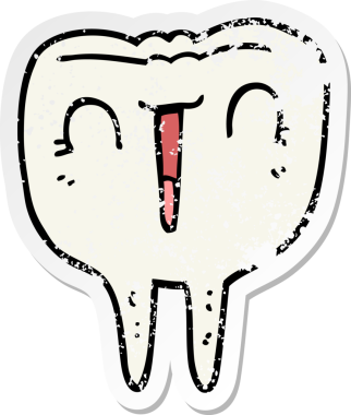 Bir insan tarafından çizilmiş mutlu bir çizgi film çıkartması.