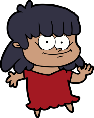 Bir insan tarafından çizilmiş gülümseyen bir kadın.