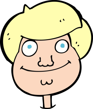 Bir insan tarafından çizilmiş mutlu çocuk yüzü.