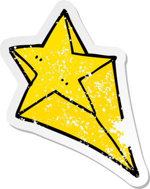 Bir insan tarafından çizilmiş bir çizgi film yıldızının sıkıntılı çıkartması.