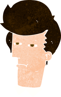 Bir insan tarafından çizilmiş şaşı gözlü çizgi film adamı.