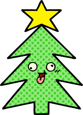 Bir insan tarafından çizilmiş bir Noel ağacının çizgi romanı.