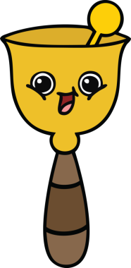 Bir insan tarafından çizilmiş sevimli bir okul çanı karikatürü.