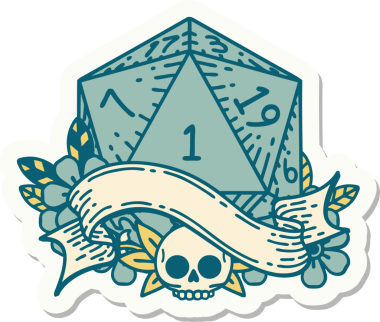 Bir insan tarafından çizilmiş doğal bir d20 zar etiketi.