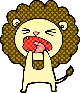 Bir insan tarafından çizilmiş kızgın aslan çizgi filmi.