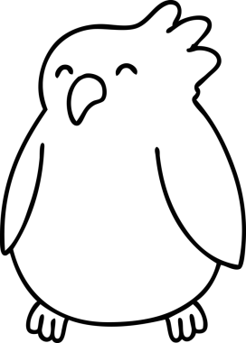 Bir kuşun çizgi karalaması. Büyük ihtimalle bir insan tarafından çizilmiş bir papağan.