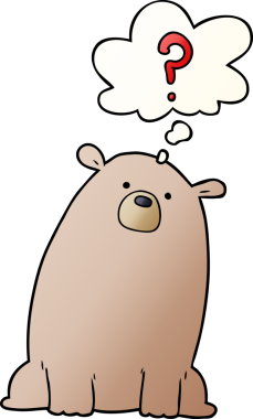 Çizgi film meraklısı ayı, insan tarafından çizilmiş yumuşak eğimli düşünce baloncuğu.