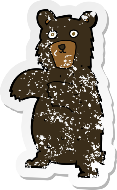 Bir insan tarafından çizilmiş karikatür kara ayısının gerilmiş çıkartması.