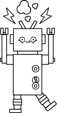 Bir insan tarafından çizilmiş dans eden bir robot çizimi