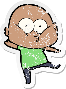 Bir insan tarafından çizilmiş kel bir adamın sıkıntılı çıkartması.