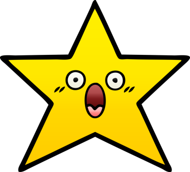 Bir insan tarafından çizilmiş altın yıldızın gölgeli karikatürü