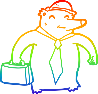 Gökkuşağı gradyan çizgi çizimi bir insan tarafından çizilmiş bir iş ayısı