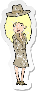 Bir insan tarafından çizilmiş bir kadın ajanın gerilmiş çıkartması.