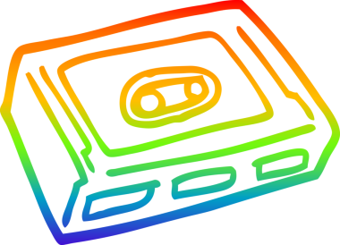 gökkuşağı gradyan çizgi çizimi bir insan tarafından çizilmiş bir kaset kaset.