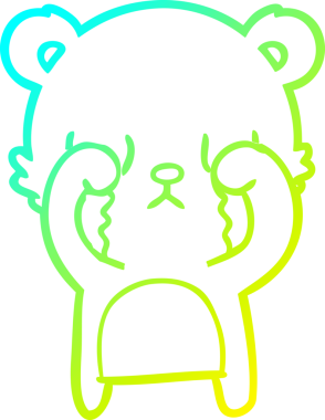 Bir insan tarafından çizilmiş ağlayan çizgi film ayısının soğuk gradyan çizgisi.