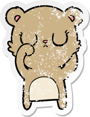 Bir insan tarafından çizilmiş barışçıl bir ayının sıkıntılı çıkartması.