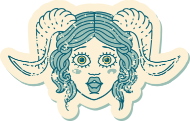 Bir insan tarafından çizilmiş bir karakter yüzünün grunge çıkartması