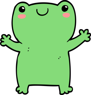 Bir insan tarafından çizilmiş şirin bir kurbağa.