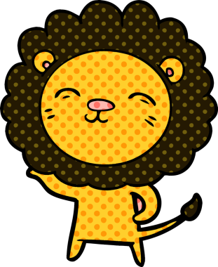 Bir insan tarafından çizilmiş çizgi film aslanı.