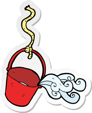 Bir insan tarafından çizilmiş karikatür kovası çıkartması.