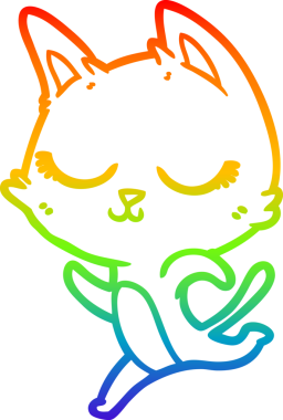 Gökkuşağı gradyan çizgisi bir insan tarafından çizilmiş sakin bir çizgi kedi çizimi