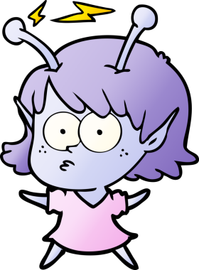 Bir insan tarafından çizilmiş uzaylı kız.