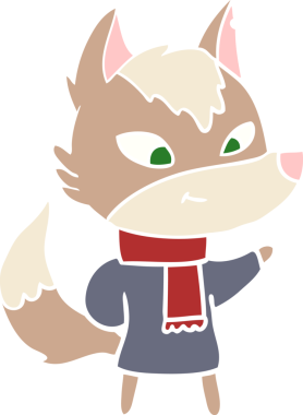 Bir insan tarafından çizilmiş düz renkli çizgi film kurdu.