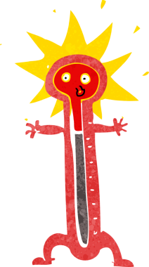 bir insan tarafından çizilmiş karikatür termometresi