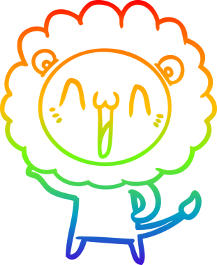 gökkuşağı gradyanı çizimi bir insan tarafından çizilmiş mutlu bir karikatür aslanı