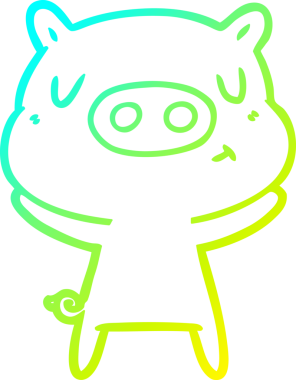 Bir insan tarafından çizilen çizgi film içerikli bir domuzun soğuk çizgi çizimi